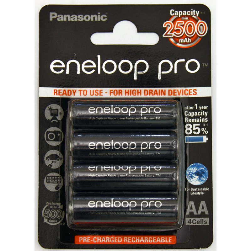 4 AA Eneloop Pro - 2500mAh, в упаковке